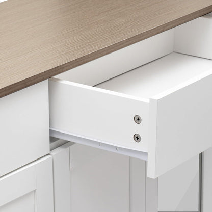 Weißes Sideboard mit Glastüren & Schubladen – 120x37x80cm