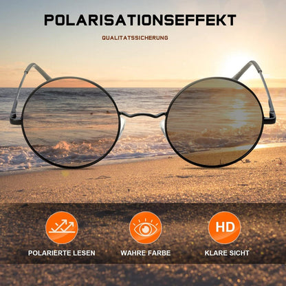 Runde Steampunk Sonnenbrille Polarisiert UV400 Retro Vintage Hippie