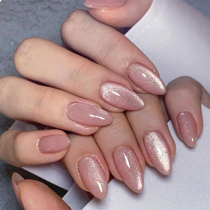 24er Pack Rosa Glitzer Mandel Press on Nägel Set Nagelüberzüge