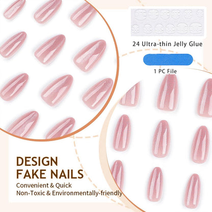 24er Pack Rosa Glitzer Mandel Press on Nägel Set Nagelüberzüge
