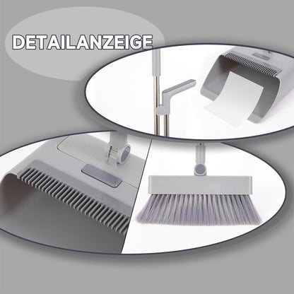 4-in-1 Besen Schaufel Set mit langem Stiel Grau