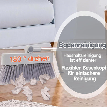 4in1 Besen Set mit kehrschaufel und langem stiel - Selbstreinigende Borsten - Platzsparend - Hochwertige Materialien - Multifunktional