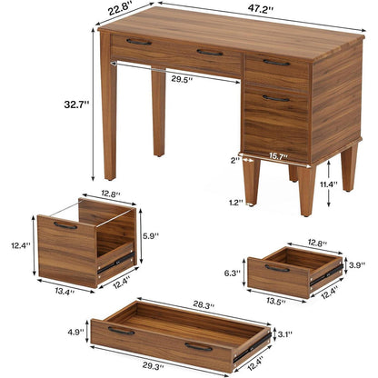 Schreibtisch mit 3 Schubladen – Braun, 120x60cm, Bauernhausstil