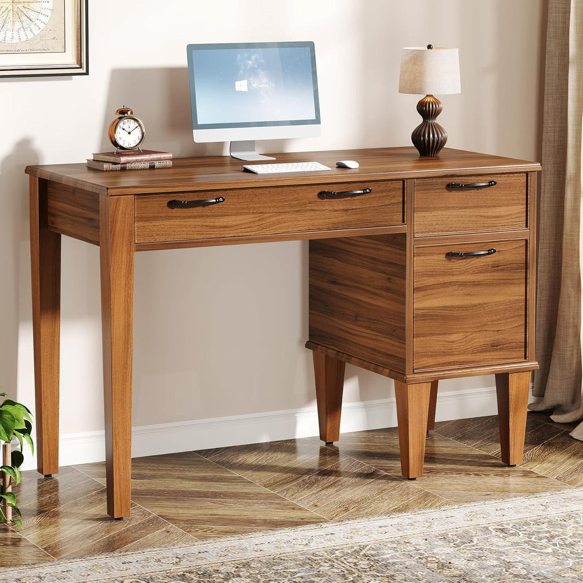 Schreibtisch mit 3 Schubladen – Braun, 120x60cm, Bauernhausstil