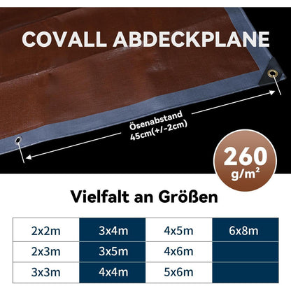 XXL Plane 5x6m | 260g/m² | Wasserdicht & UV-beständig | Grau/Braun