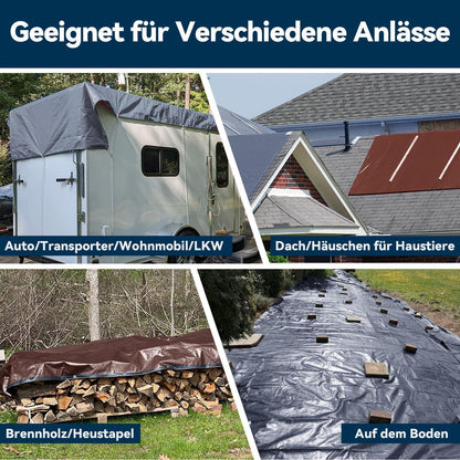 XXL Plane 5x6m | 260g/m² | Wasserdicht & UV-beständig | Grau/Braun