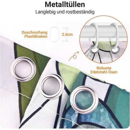 Duschvorhang Grün Blätter 100x180cm Wasserabweisend Textil