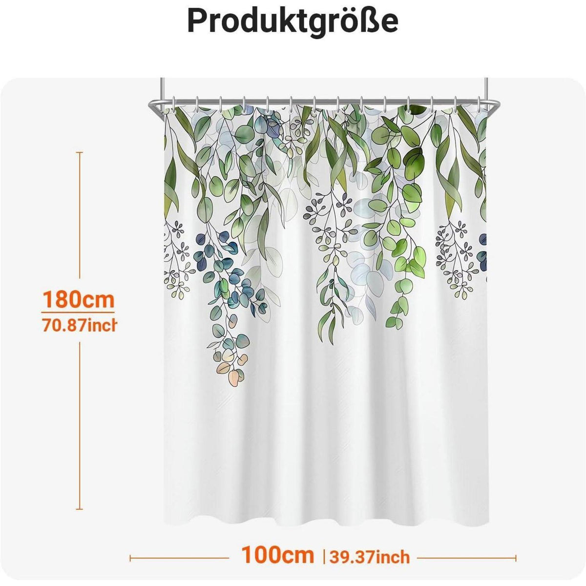 Duschvorhang Grün Blätter 100x180cm Wasserabweisend Textil