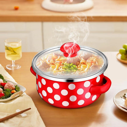 Emaille-Suppentopf Set 3-teilig – Kochtopf klein mit Deckel