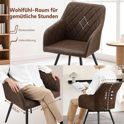Drehbare Esszimmerstühle 2er Set Braun in Lederoptik