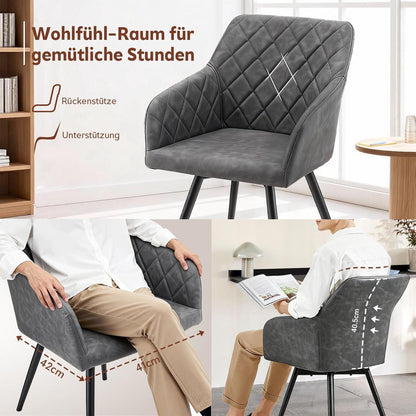 Drehbare Esszimmerstühle 2er-Set, Hellgrau in Lederoptik