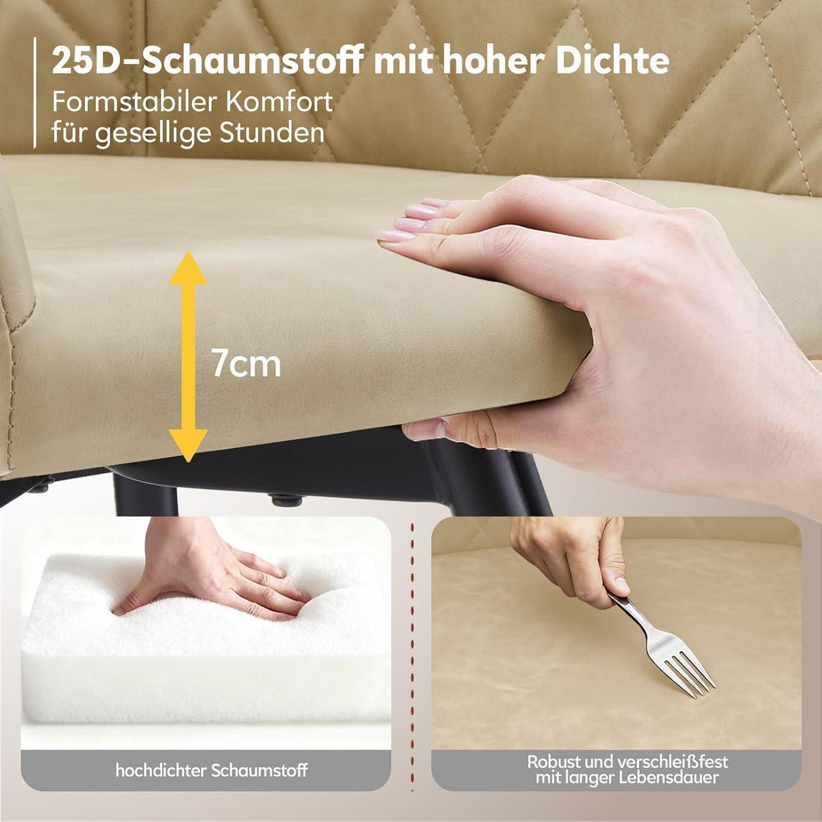 Drehbare Esszimmerstühle 4er Set mit Armlehnen in Lederoptik
