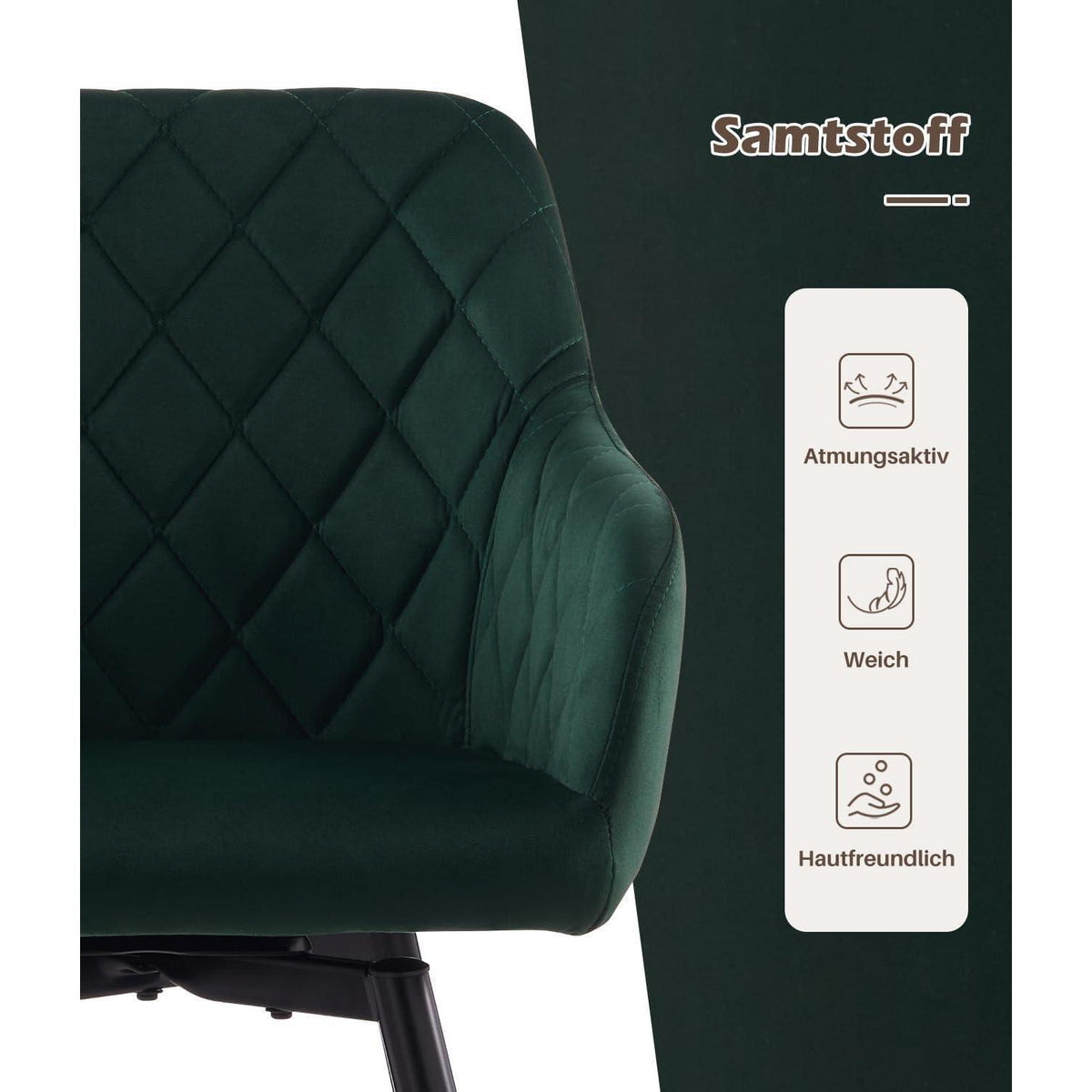Drehbare Esszimmerstühle Set 2 – Samt, Grün