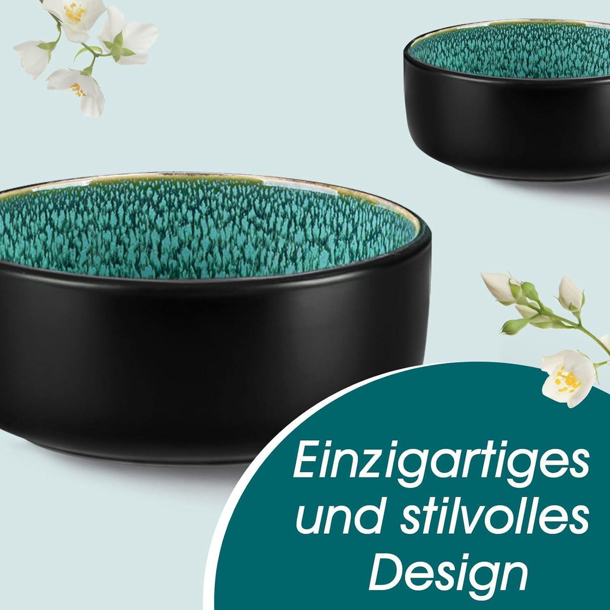 Steingut Geschirrset 18tlg für 6 Personen, Grün, Mediterranes Design