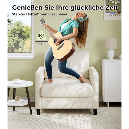 Bequemer Lesesessel Wohnzimmer – 84cm, Beige/Weiß