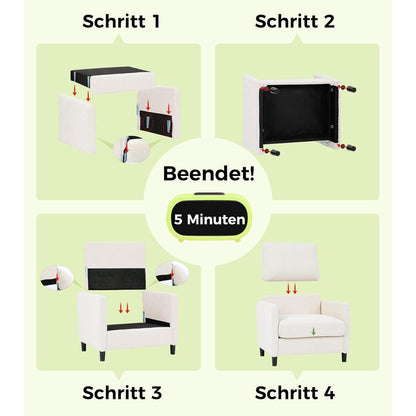 Bequemer Lesesessel Wohnzimmer – 84cm, Beige/Weiß