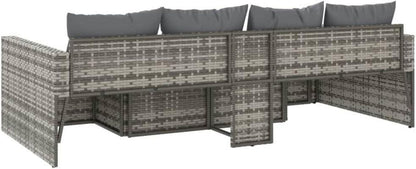 Gartenmöbel Set Lounge mit Kissen Grau Poly Rattan Outdoor Sitzgruppe