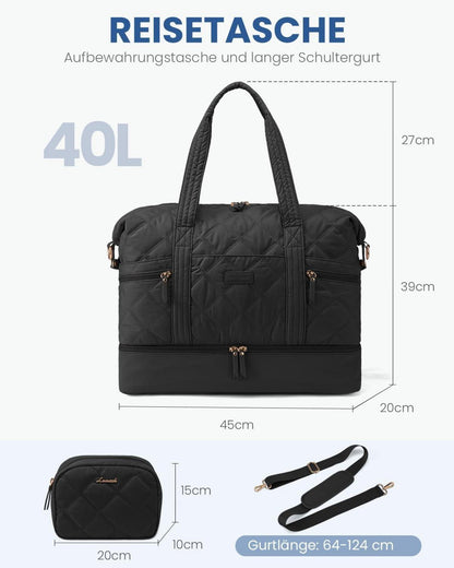 Travel Duffel Bag Sporttasche Groß Damen Reisetasche Schwarz