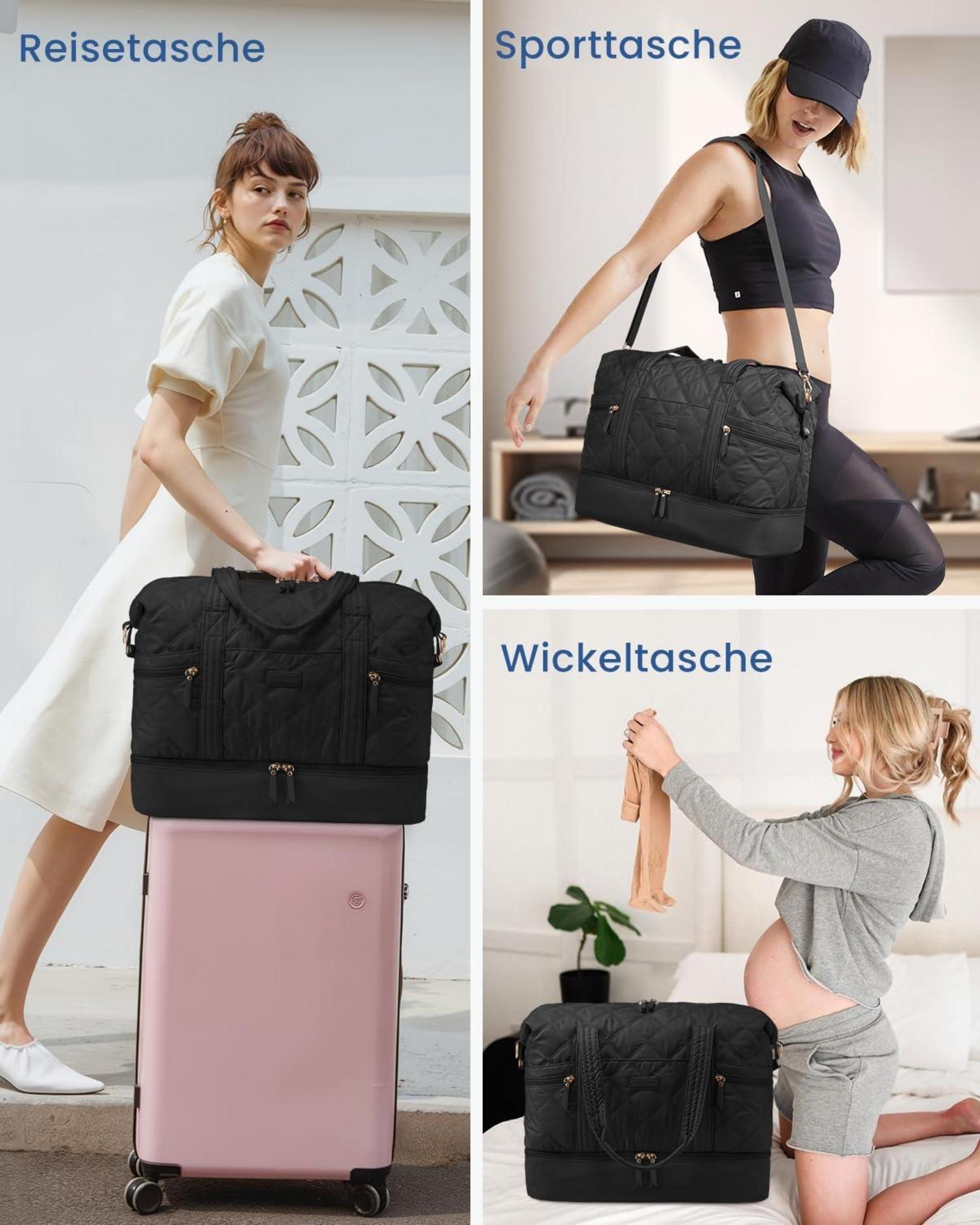LOVEVOOK Reisetasche Damen Weekender Handgepäck Schwarz