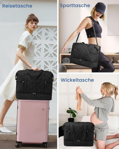 LOVEVOOK Reisetasche Damen Weekender Handgepäck Schwarz