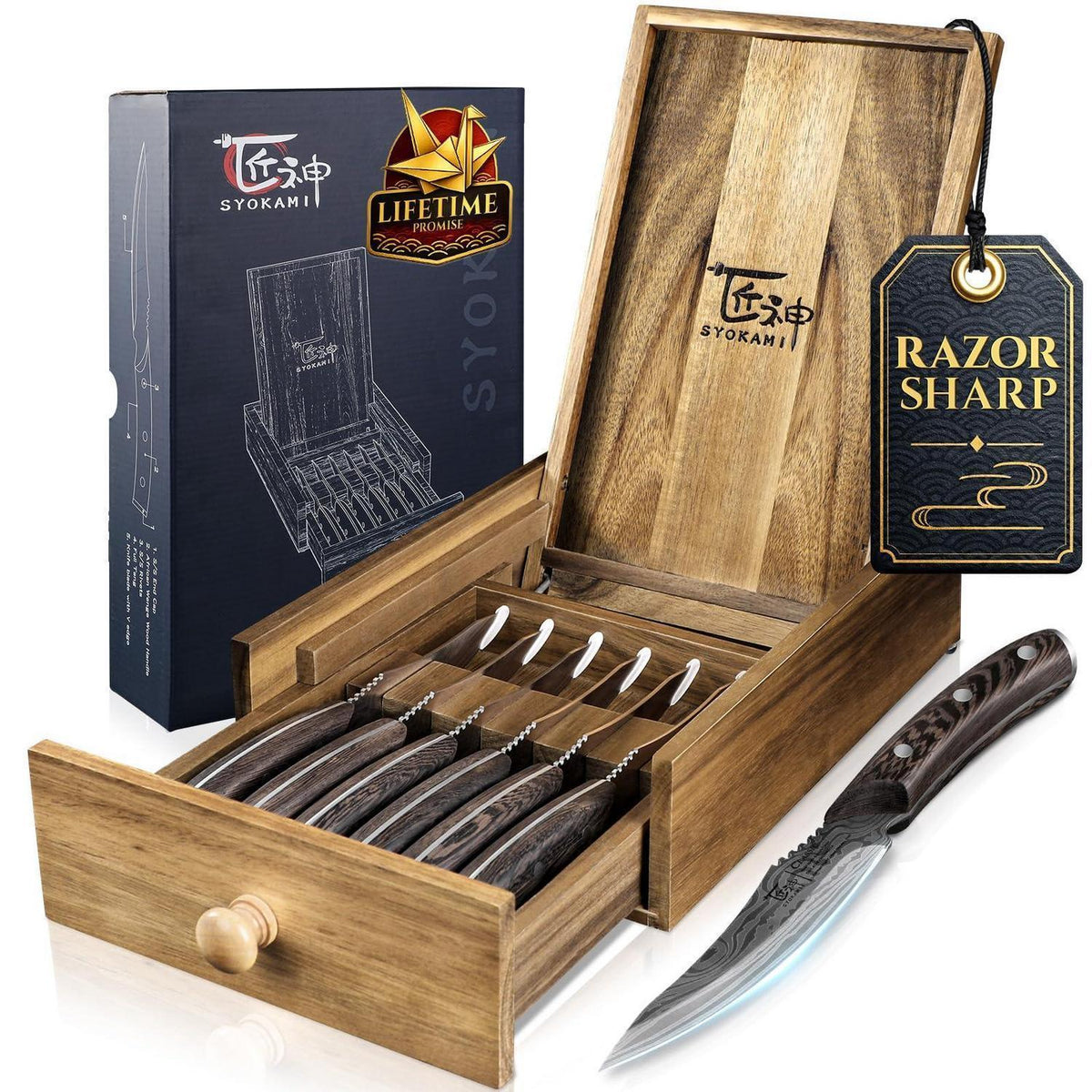 Steakmesser Set 6-teilig | Japanischer Edelstahl | Razor-Sharp & Ergonomisch