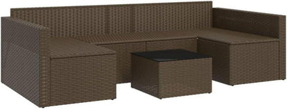 Gartenmöbel Set 2-TLG. Lounge-Set mit Kissen Braun Poly Rattan