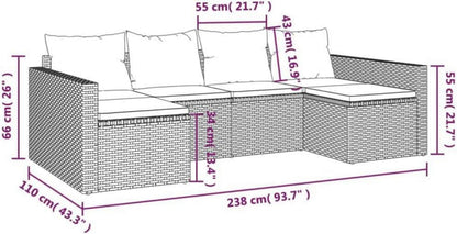 Gartenmöbel Set 2-TLG. Lounge-Set Rattan Terrasse Braun Kissen