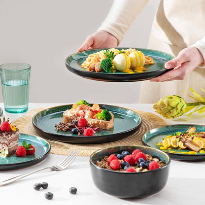 Geschirrset 36tlg für 12 Personen, Steingut Grün