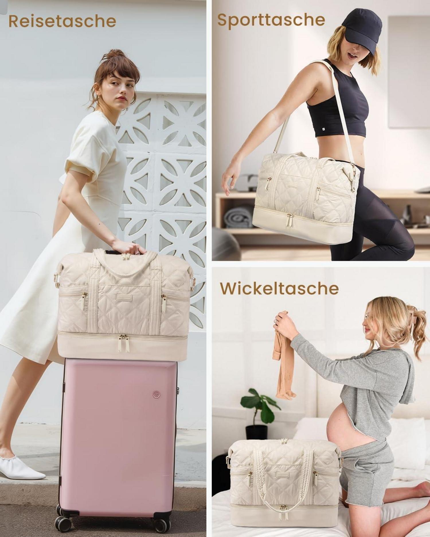 Große LOVEVOOK Reisetasche Damen Weekender Sporttasche Handgepäck mit Schuhfach