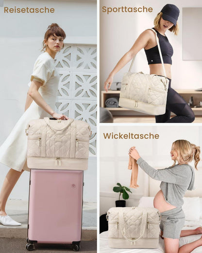 Große LOVEVOOK Reisetasche Damen Weekender Sporttasche Handgepäck mit Schuhfach