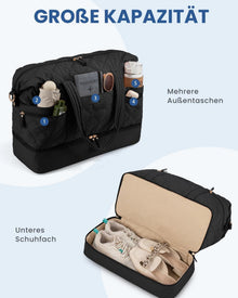 Große LOVEVOOK Reisetasche Damen in Schwarz mit Schuh- und