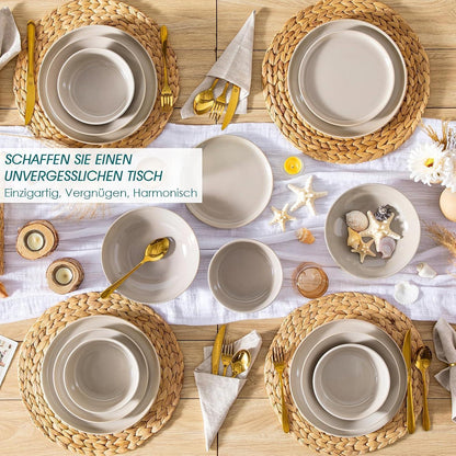 Tafelservice 24-teilig für 6 Personen, Steingut, Soft Beige