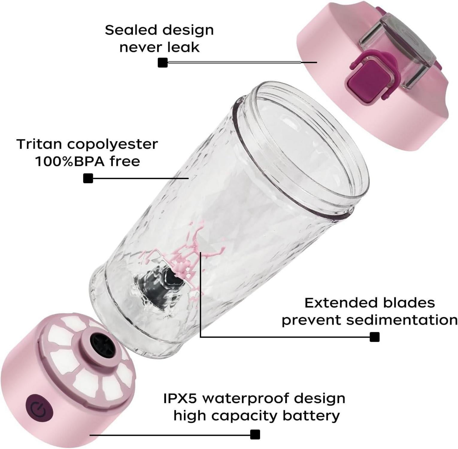 Elektrischer Protein-Shaker 650ml USB-C wiederaufladbar