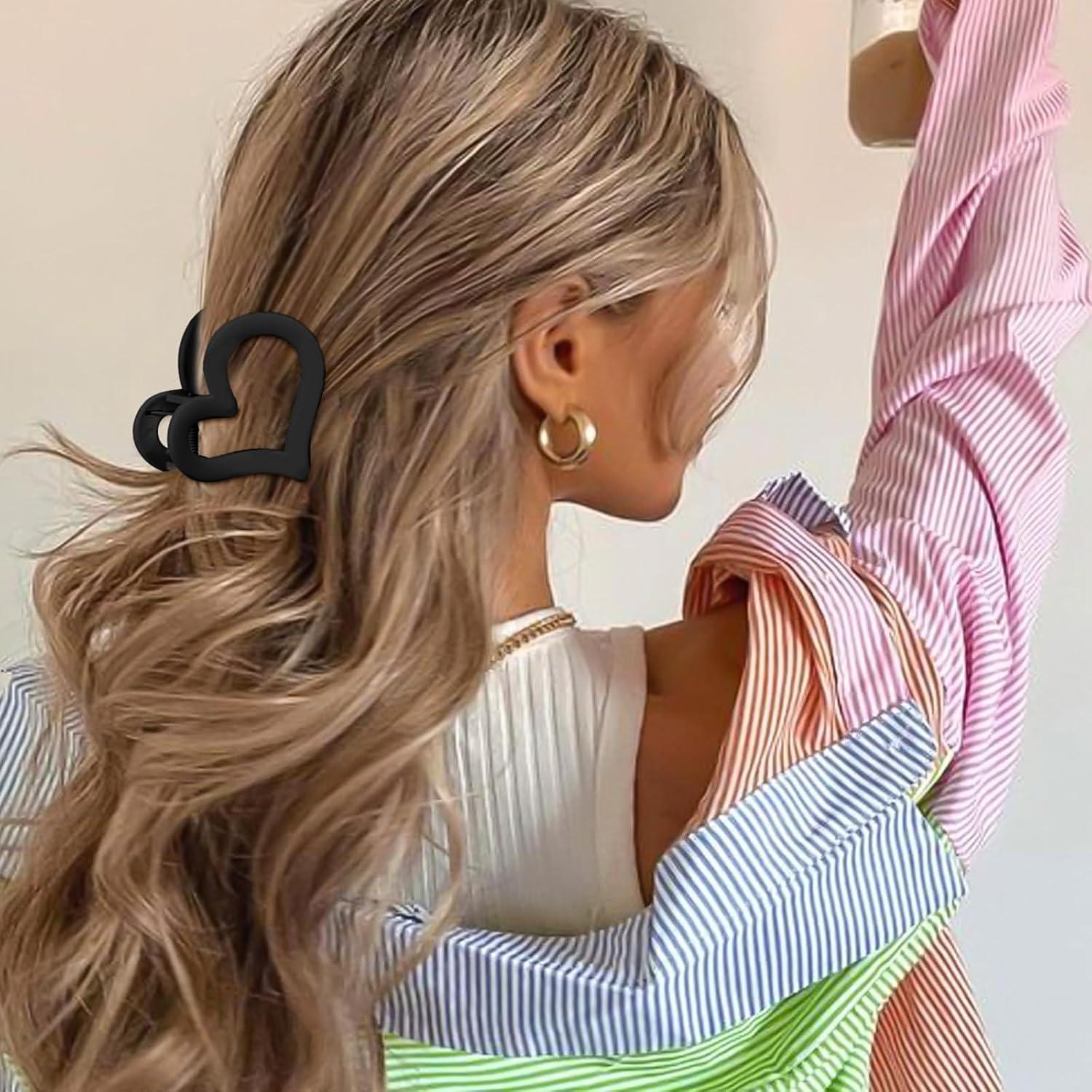 Haarklammern Herz Design für Dicke Haare, 4 Stück