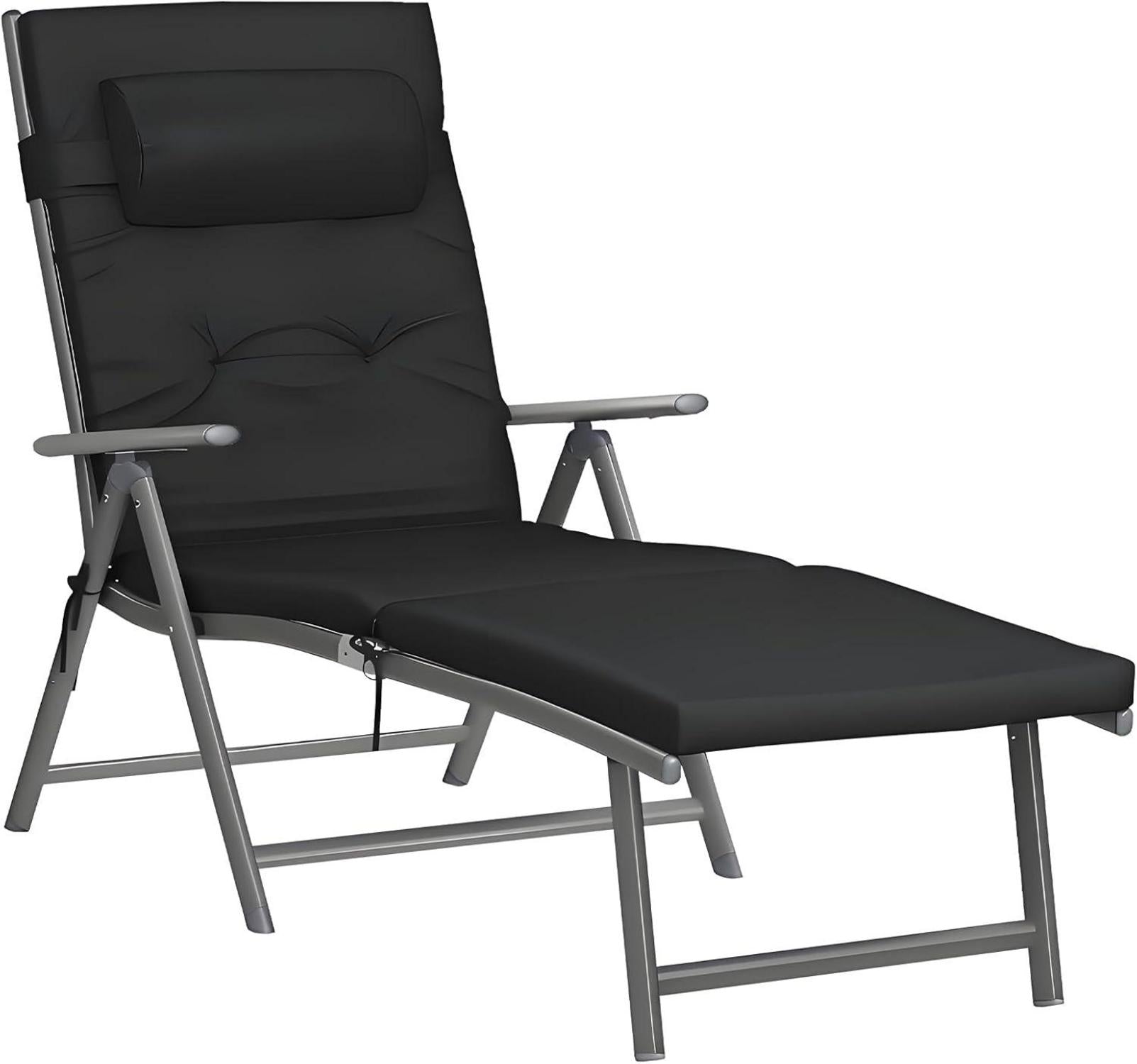 Faltbare Sonnenliege mit Matratze und Aluminiumgestell, belastbar bis