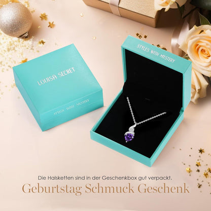 Silberkette Damen Herz Anhänger Infinity Geburtsstein Halskette