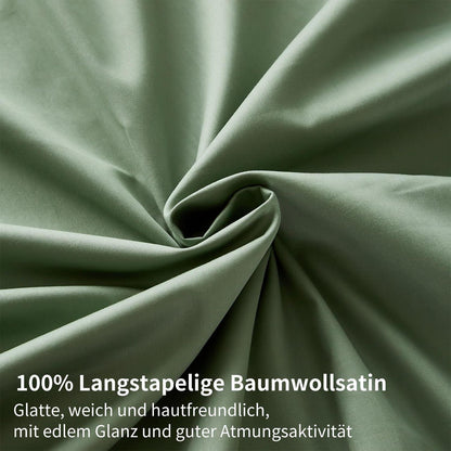 Mako Satin Bettwäsche Set 220x240 Grün – Weich & Kühlend