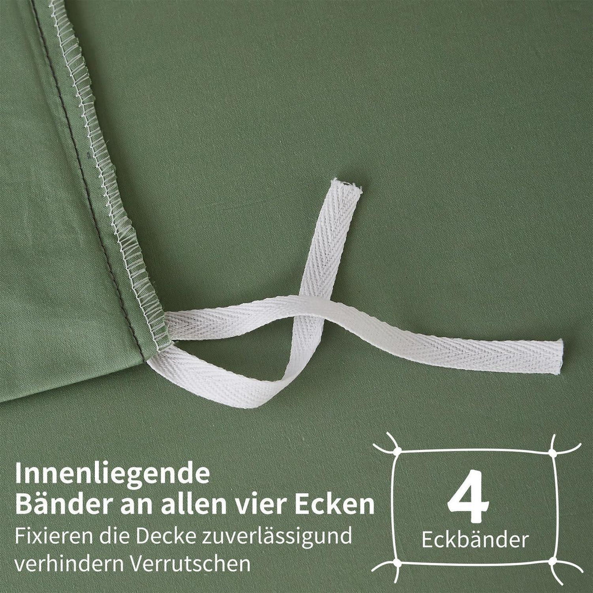 Mako Satin Bettwäsche Set 220x240 Grün – Weich & Kühlend