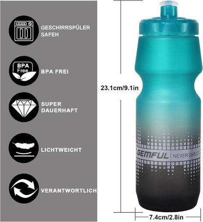 Auslaufsichere Fahrrad Trinkflaschen 750 ml 2er-Pack BPA-frei Grau/Rosa Blau
