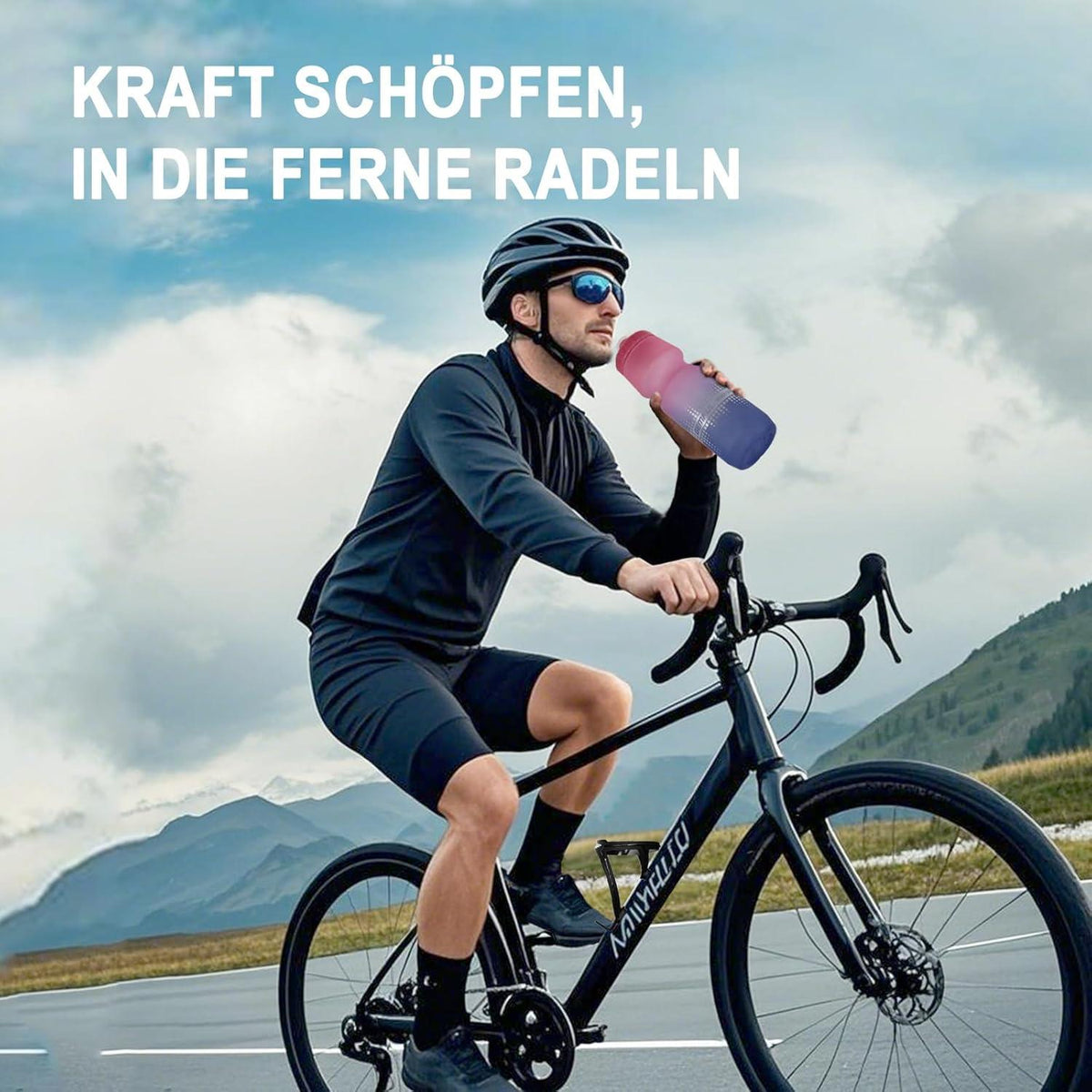 Fahrrad Trinkflasche 750 ml 2er-Pack Auslaufsicher BPA-Frei Schwarz