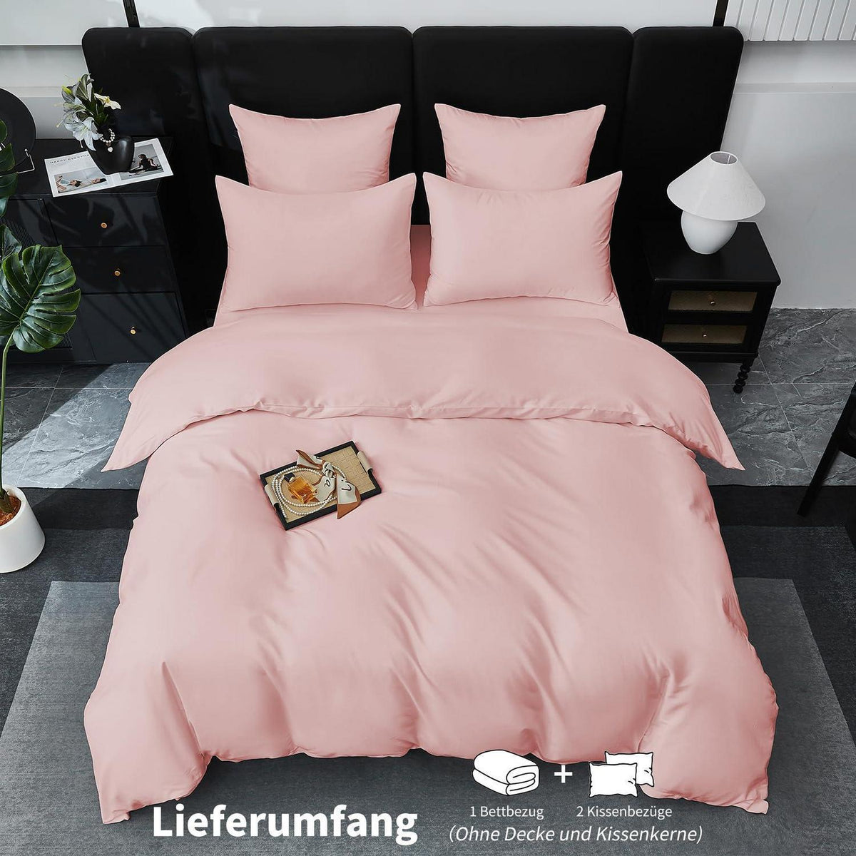 Mako Satin Bettwäsche Set Rosa 220x240 cm – Weich & Kühlend