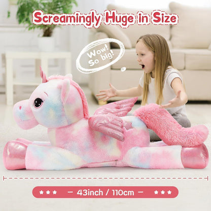 XXL Einhorn Kuscheltier 110cm - Rosa Plüschtier Geschenk für Kinder