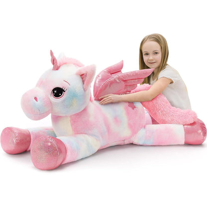 XXL Einhorn Kuscheltier 110cm - Rosa Plüschtier Geschenk für Kinder