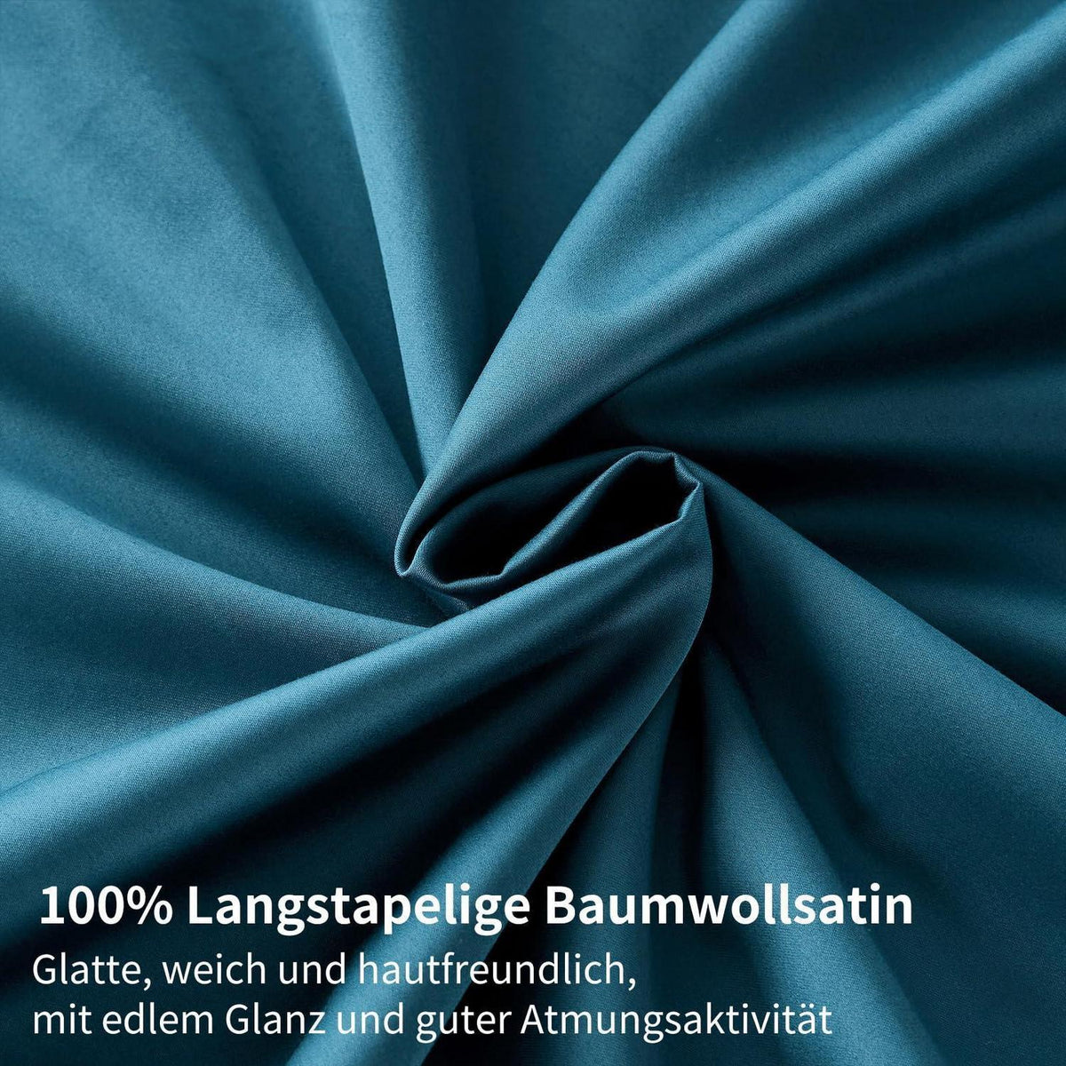 Mako Satin Bettwäsche Set 220x240 Petrol – Weich & Kühlend