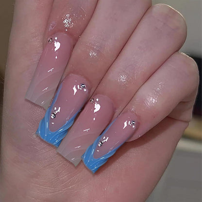 24 Stück 3D Gelnail Quadratische French Tip Press On Nails Acryl Nagel
