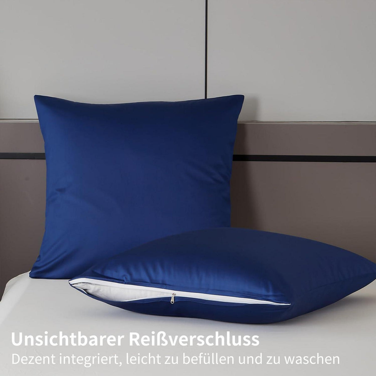 Mako Satin Bettwäsche Set 220x240 Blau – Weich & Kühlend