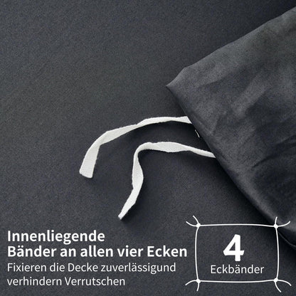 Mako Satin Bettwäsche Dunkelgrau 220x240 - 3-teilig & Kühlend