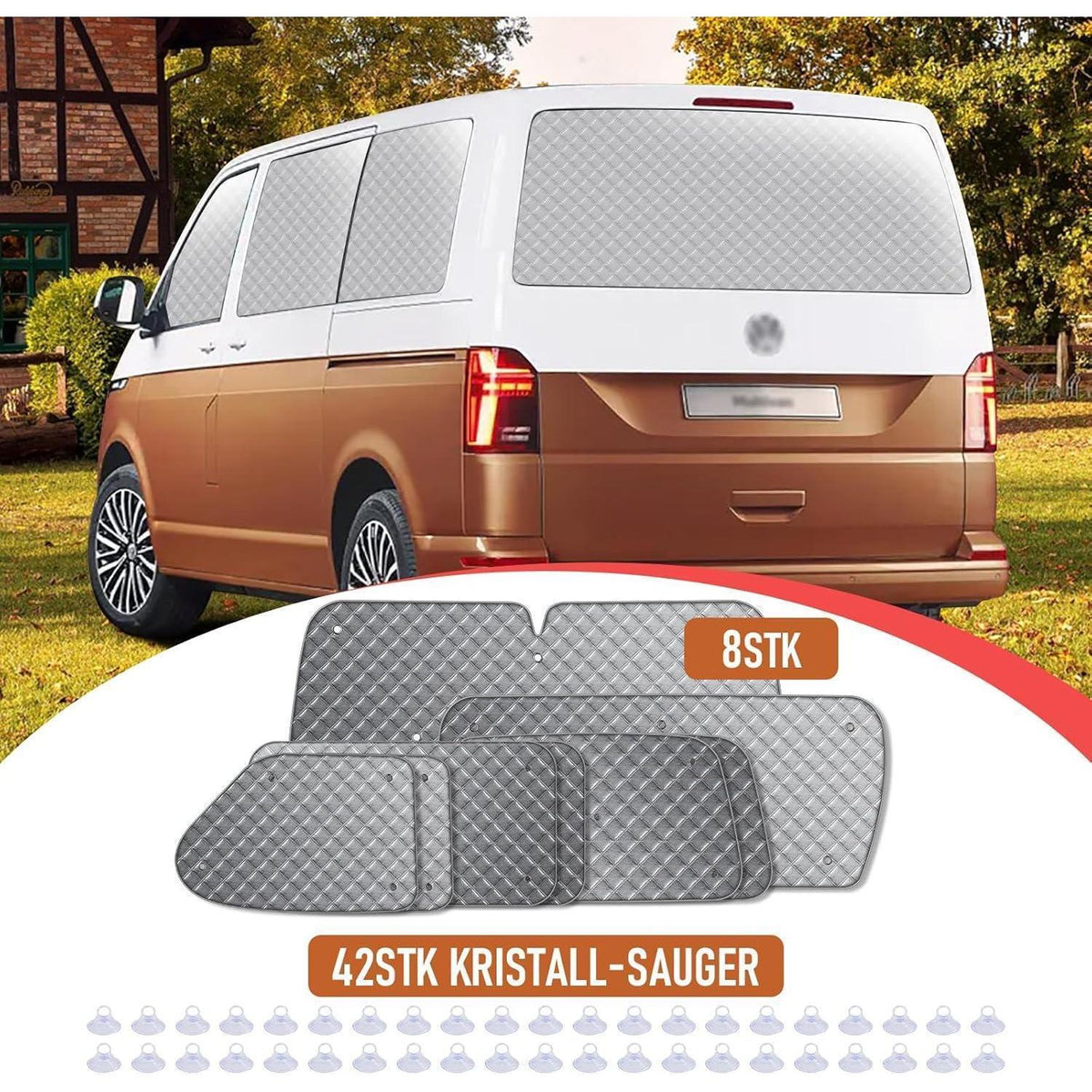 Thermo Jalousien Set VW T4 SWB – 8-teilig, Verdunkelung & Isolierung