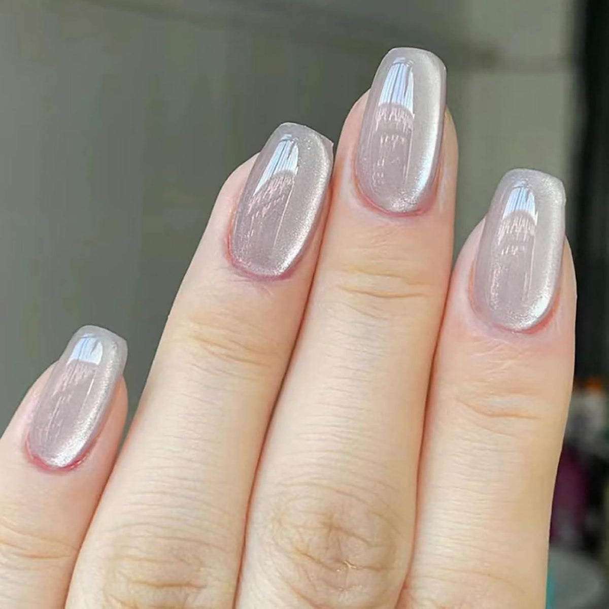 Weiße Katzenaugen Press On Nägel Kurz 30 Stück Acrylnägel Quadratisch