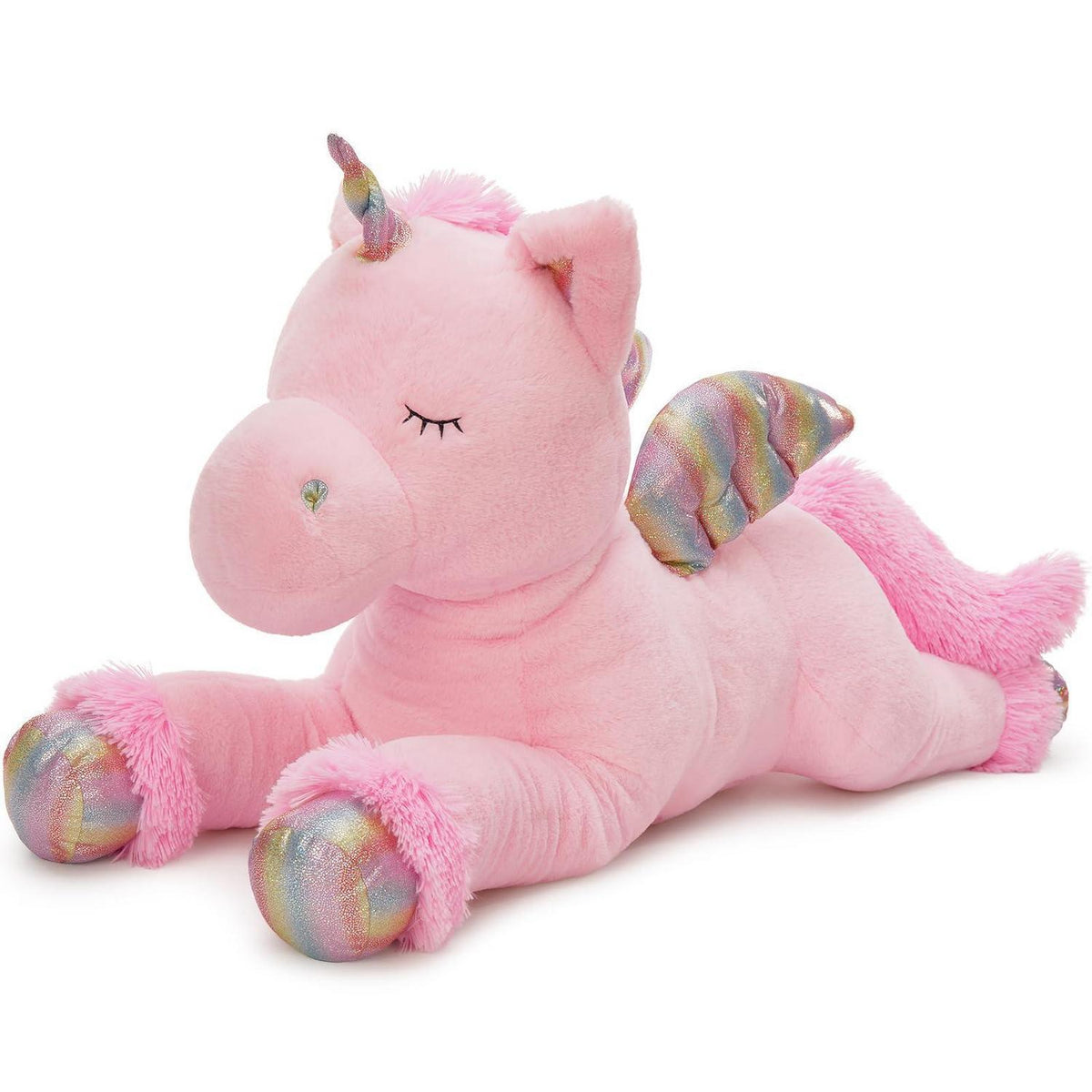 XXL Einhorn Kuscheltier 110cm - Rosa Plüschtier Geschenk für Kinder
